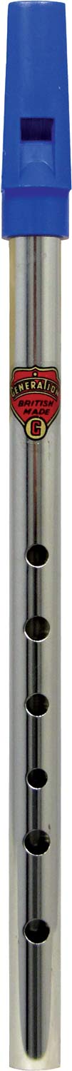 Generation Nickel G Whistle Tin whistle with a blue plastic mouthpiece