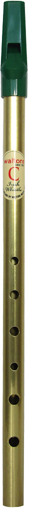 Waltons Irish C Whistle, Brass In brass with a green plastic mouthpiece