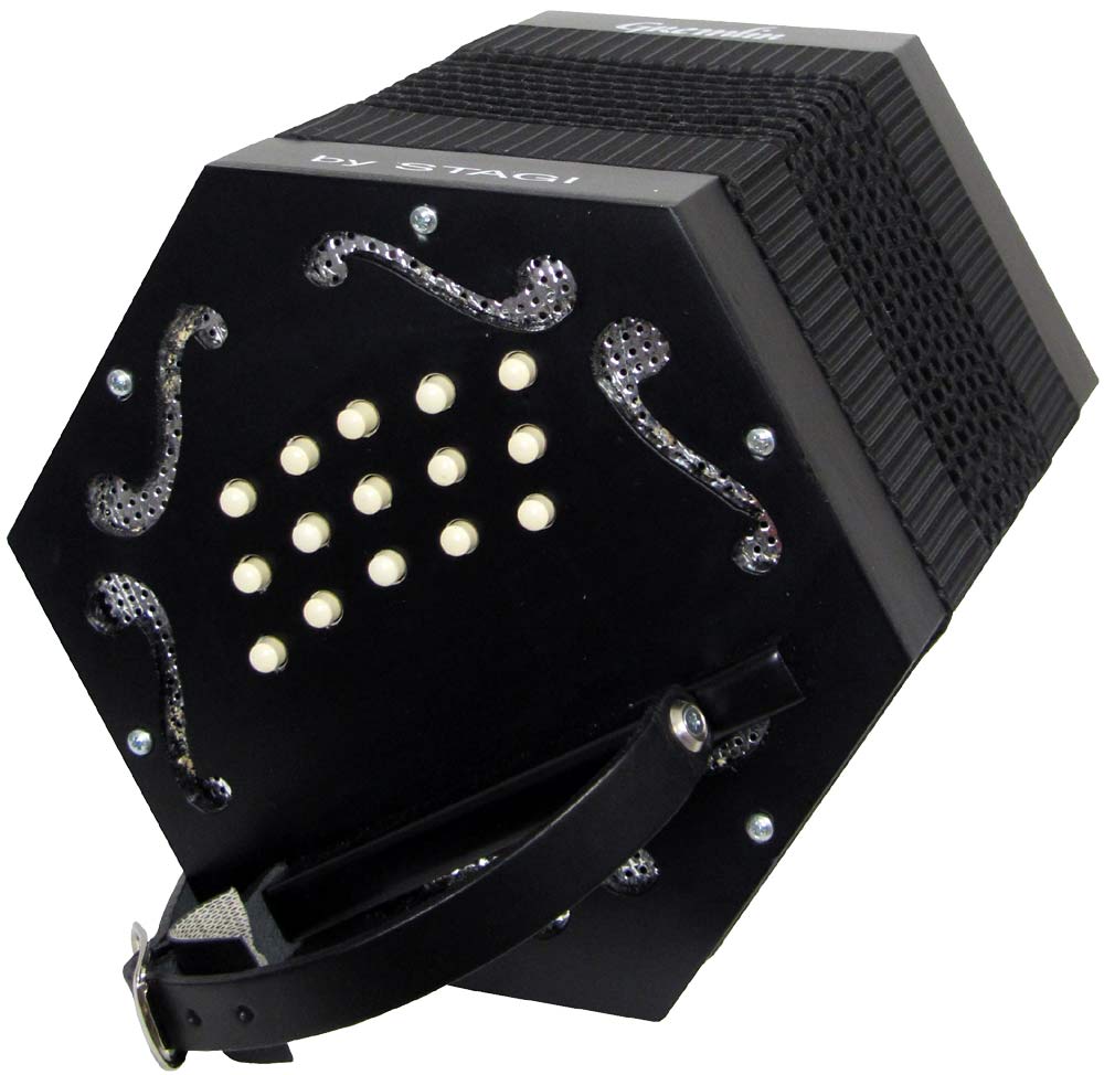 Stagi C/G Anglo Concertina, 30 Key Wooden ends finished in plain matt black