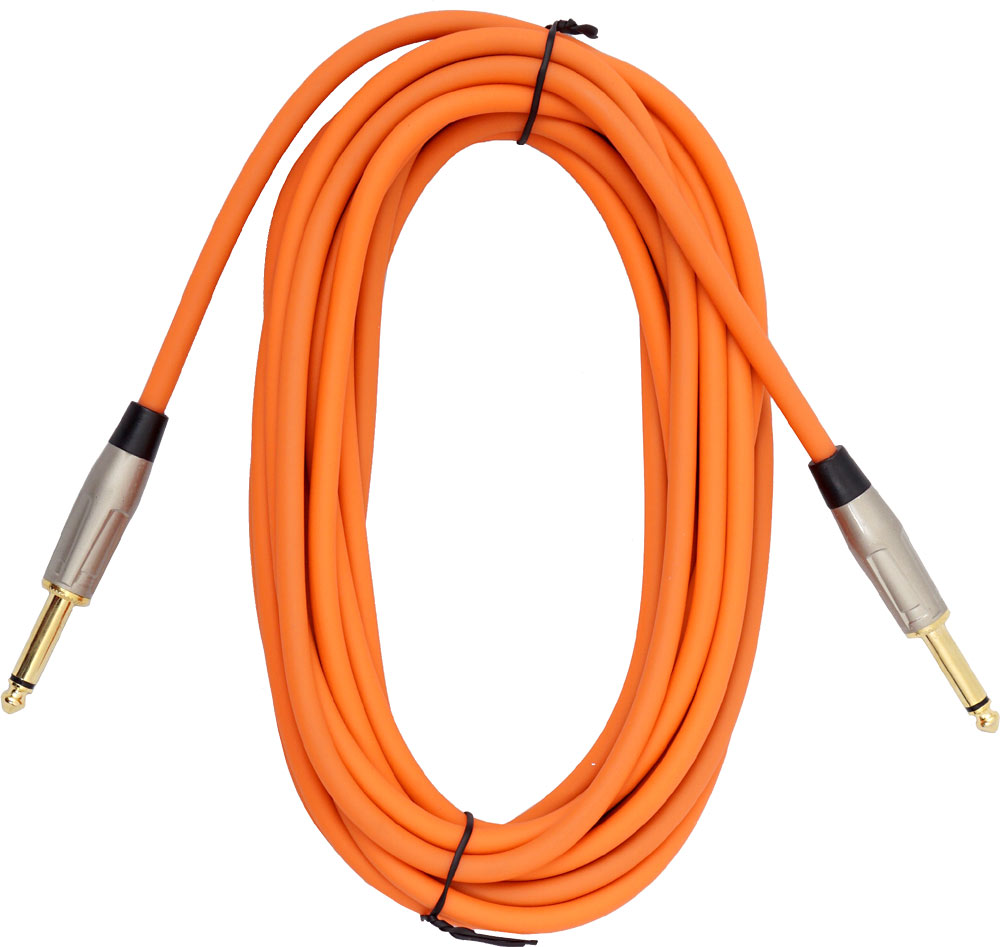 Viking VGL-2026-OR 6m Orange Guitar Lead.SS 6 metre guitar cable with two straight gold plated plugs