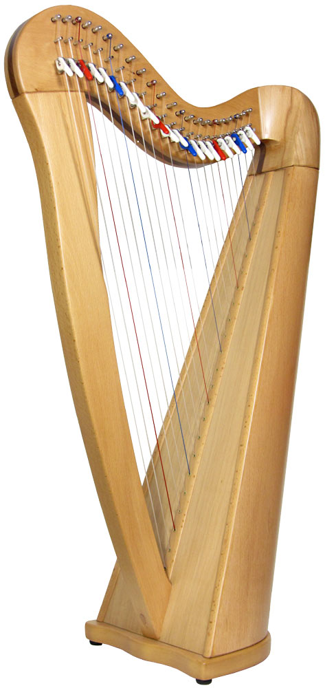 Glenluce Black Loch 22 String Harp 22 string harp ranging 3 Octaves from A3 to A6. Color coded semi tone levers